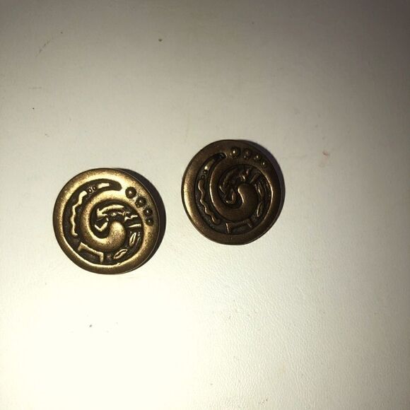 Chico’s Bronze Clip on Tribal Abstract Earrings - Picture 1 of 3